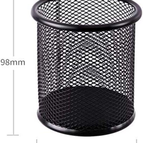 Black Pen Holder Cup for Desk, Black Wire Mesh Pencil Cup Holder for Desk Office - Picture 3 of 7